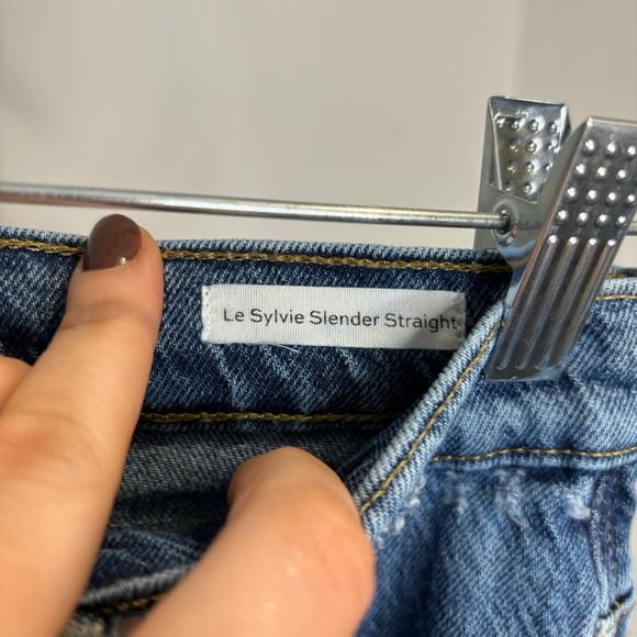 FRAME Le Sylvie High Waist Straight Leg Jeans In Lomina Rips - Picture 6 of 11